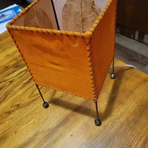 Art Deco Hand Made Accent Lamp  Fabric & Leaves Original - Picture 4 of 10